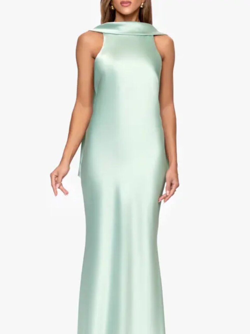 Satin Tie Back Mermaid Gown